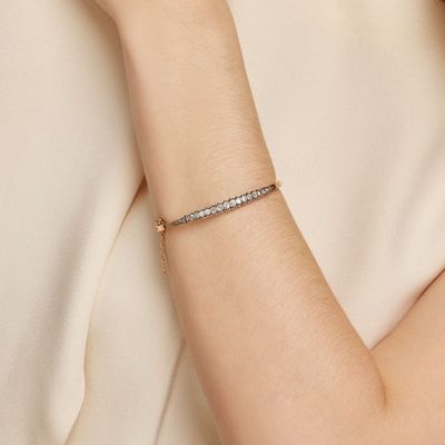 AnnÉES 1880 Bracelet Jonc Diamants