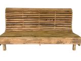 a wooden bench made out of sticks on a white background