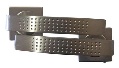 Lot de 2 - Poignées de porte sur rosaces carrées - Métal bro…