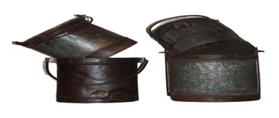 two buckets that are sitting next to each other