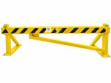 a close up of a yellow and black barricade on a white background