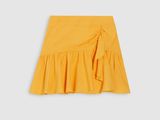 a yellow skirt with ruffles on the side