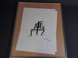 une photo représentant un dessin d'un homme jouant du piano