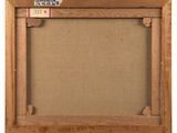 an old picture frame with a piece of paper taped to it