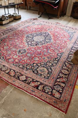 a large oriental rug on the floor in a room
