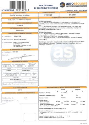 a document with a picture of a car and a barcode on it