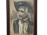 tableau représentant un homme coiffé d'un chapeau en train de fumer une cigarette