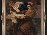 a painting of a man and a woman sitting at a table