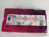 a red plastic bag with a price label on it