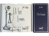 un livre ouvert sur lequel figurent le dessin d'un téléphone et la couverture d'un livre