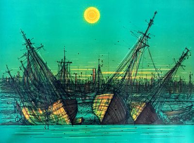 an image of a painting of a ship in the water