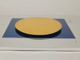 an image of a picture of a yellow disk on top of a white surface