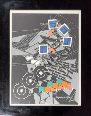 Alain LE YAOUANC (né en 1940) : "La mécanique noire, orange,…