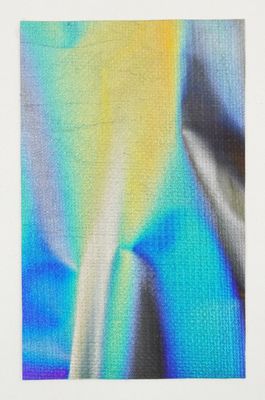 an abstract painting of a blue and yellow flower