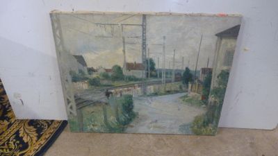 une peinture représentant une peinture d'une rivière dans une pièce