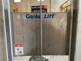 a toilet in the corner of a building with a sign on it