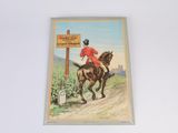 un tableau représentant un homme à cheval au bord d'une route