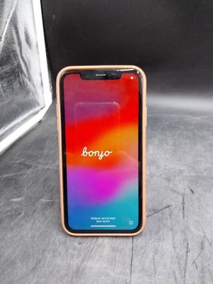 iphone xr with the back of the phone showing the logo on the screen