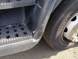 a close up of a flat tire on a semi truck