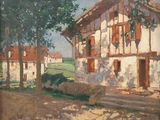 painting of a painting of a house in a country setting