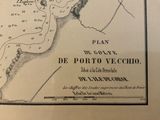 an old map of the port of vecchio, with a map of the town