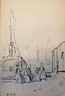 Léon Jean GIORDANO DI PALMA (1886-?) Vue du Vieux-Port de Ma…