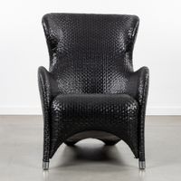 Fauteuil ou chaise longue du milieu du siècle, en cuir noir … (photo 4)