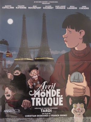une image représentant une affiche de film avec un dessin représentant un garçon et un chat