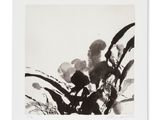 une peinture en noir et blanc représentant des fleurs sur fond blanc