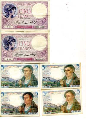 France. 5 Francs Femme casquée (F.
