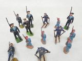 many figurines of men dressed in blue uniforms