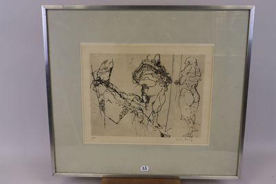 dessin représentant un homme et une femme dans une pièce où se trouve un miroir