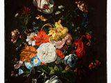 an image of a painting of flowers in a vase on a table