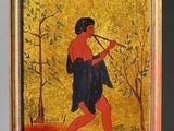 an image of a painting of a man with a stick in his hand