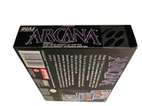 a black box with purple writing on it on a white background