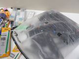 a plastic bag with various items in it sitting on a table
