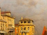 painting of a canal in venice with boats and buildings in the background