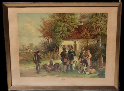 Chromolithographie "après la chasse "