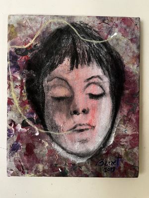 tableau représentant le visage d'une femme aux yeux fermés