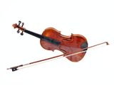 un violon posé par terre avec un archet