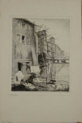une image représentant un dessin d'un homme sur un bateau dans l'eau