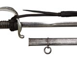 a close up of a knife and other items on a white surface