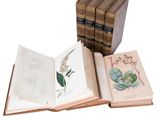 three books that are open on a table