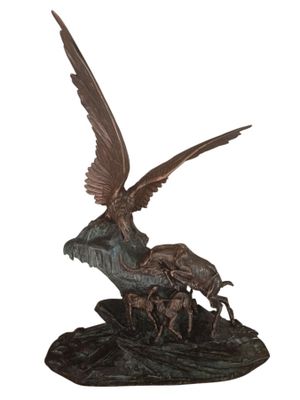 Edouard DROUOT "Chèvre protégeant ses chevreaux d'un aigle",…