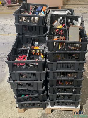 a lot of crates that are stacked on top of each other