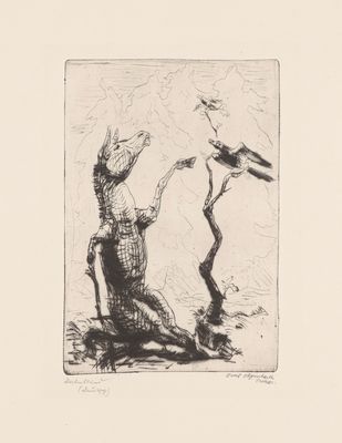 drawing of two birds sitting on a tree branch with a bird perched on a branch