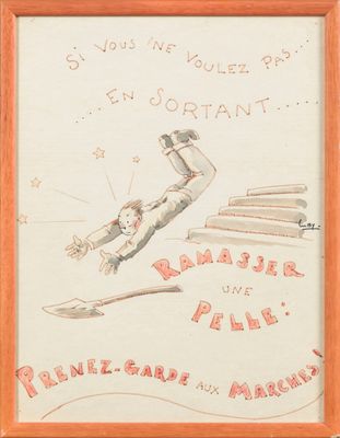 drawing of a man falling off a skateboard in the air