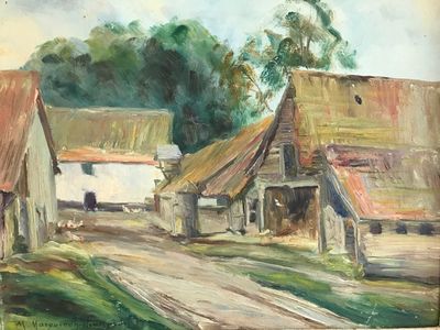 Ecole Francaise XX° Vue de campagne Huile sur panneau, signé…