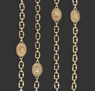 CARTIER Paris. Sautoir en or jaune 18K à maille grains de café po