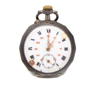 Montre de gousset en argent 800/1000, la double cuvette en a…